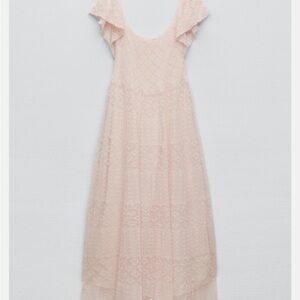 Zara Soft Pink Lace Dress size Small